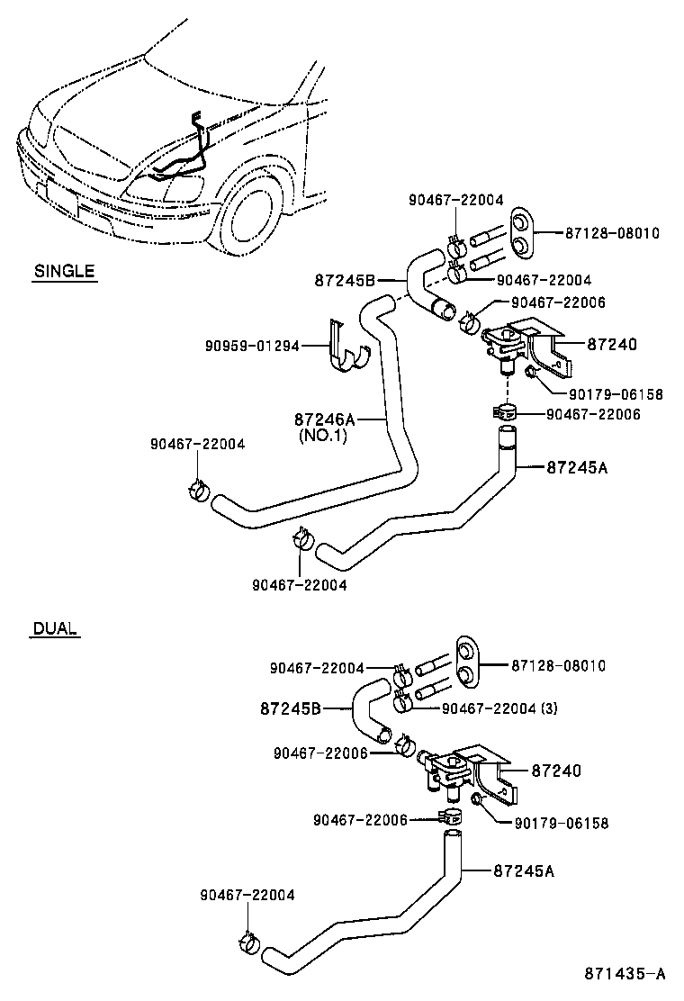 87246-08110 HOSE, REAR HEATER WATER OUTLET, E (TO ENGINE) product image