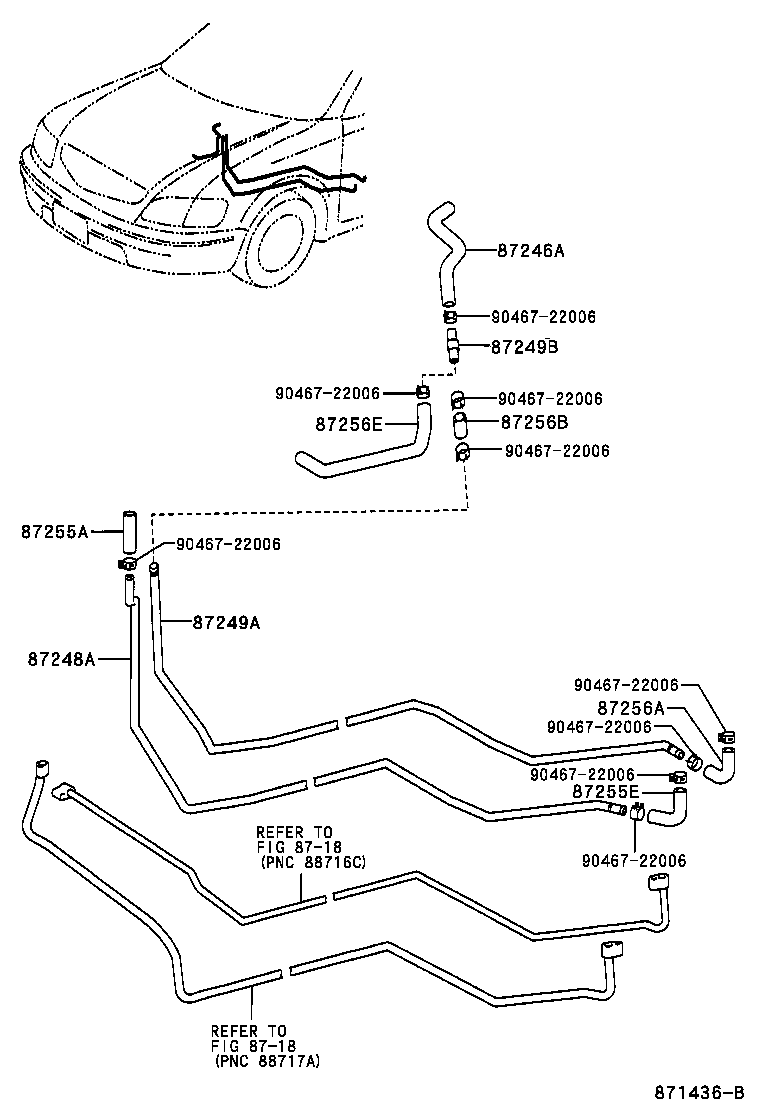 87246-08110 HOSE, REAR HEATER WATER OUTLET, E (TO ENGINE) product image