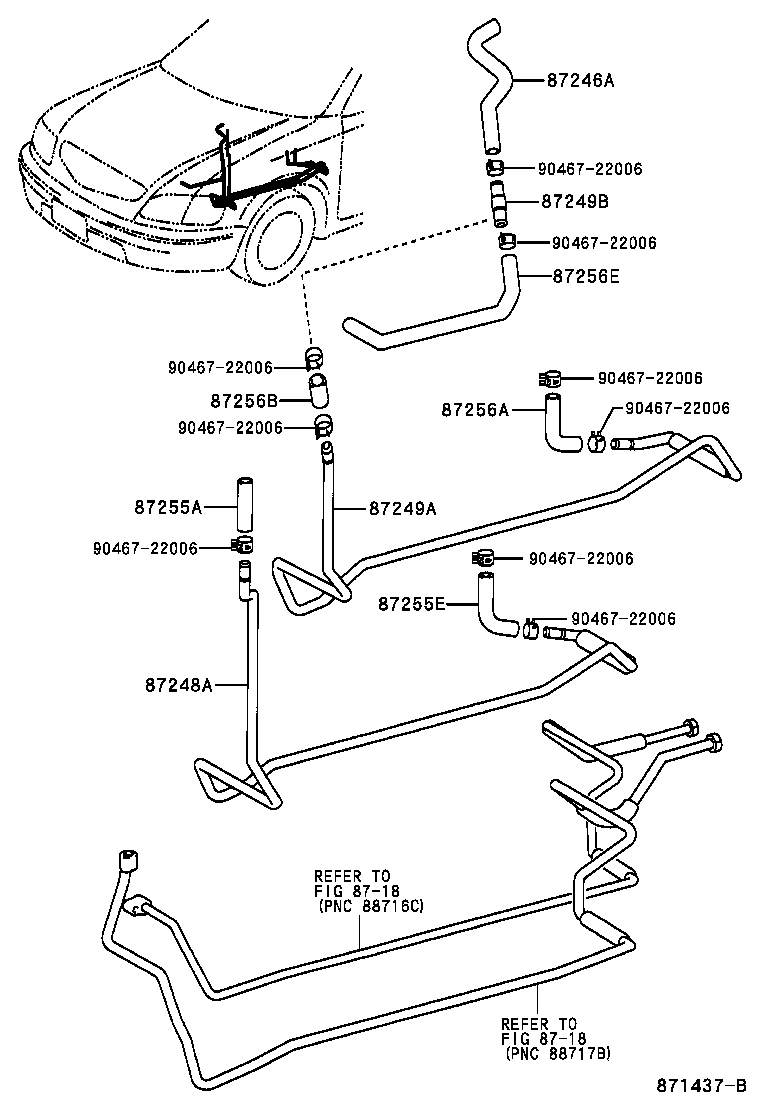 87246-08110 HOSE, REAR HEATER WATER OUTLET, E (TO ENGINE) product image