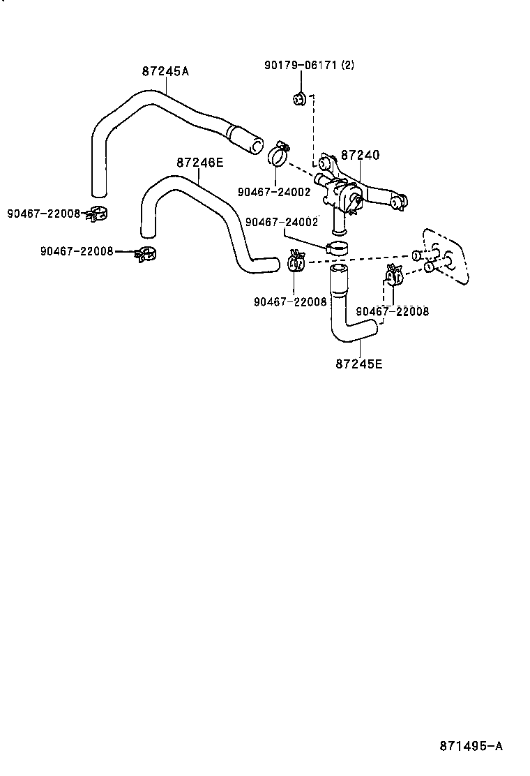 87248-20300 PIPE, HEATER WATER INLET, A product image