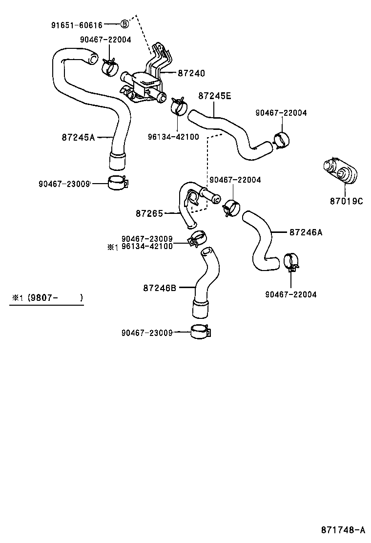 87245-35810 HOSE, REAR HEATER WATER OUTLET, E (TO ENGINE) product image