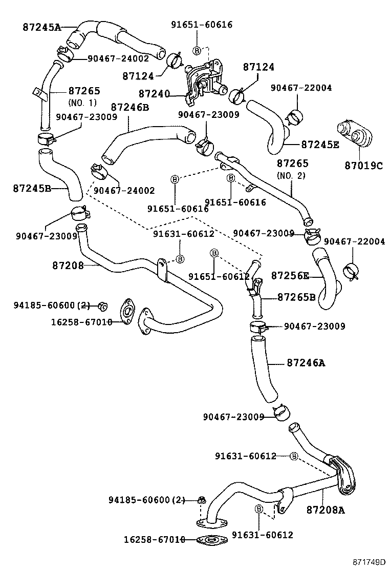 87245-35810 HOSE, REAR HEATER WATER OUTLET, E (TO ENGINE) product image