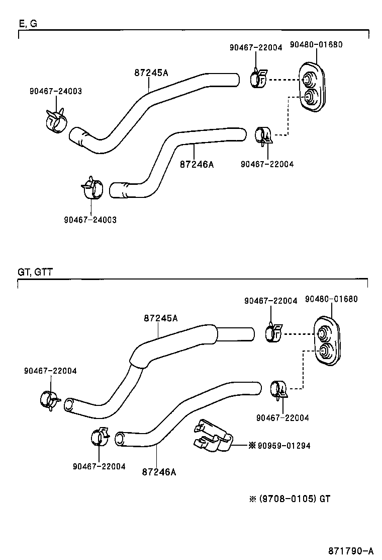 87245-21101 HOSE, HEATER WATER, OUTLET A product image