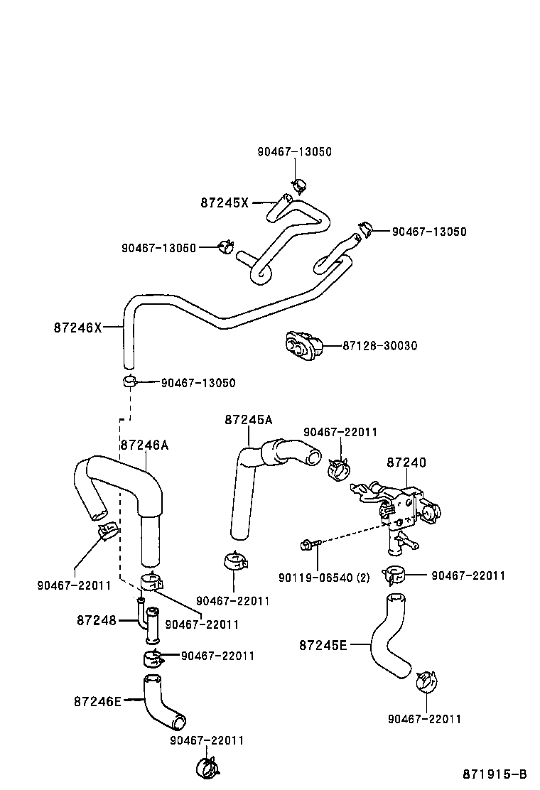 87246-30320 HOSE, HEATER WATER product image