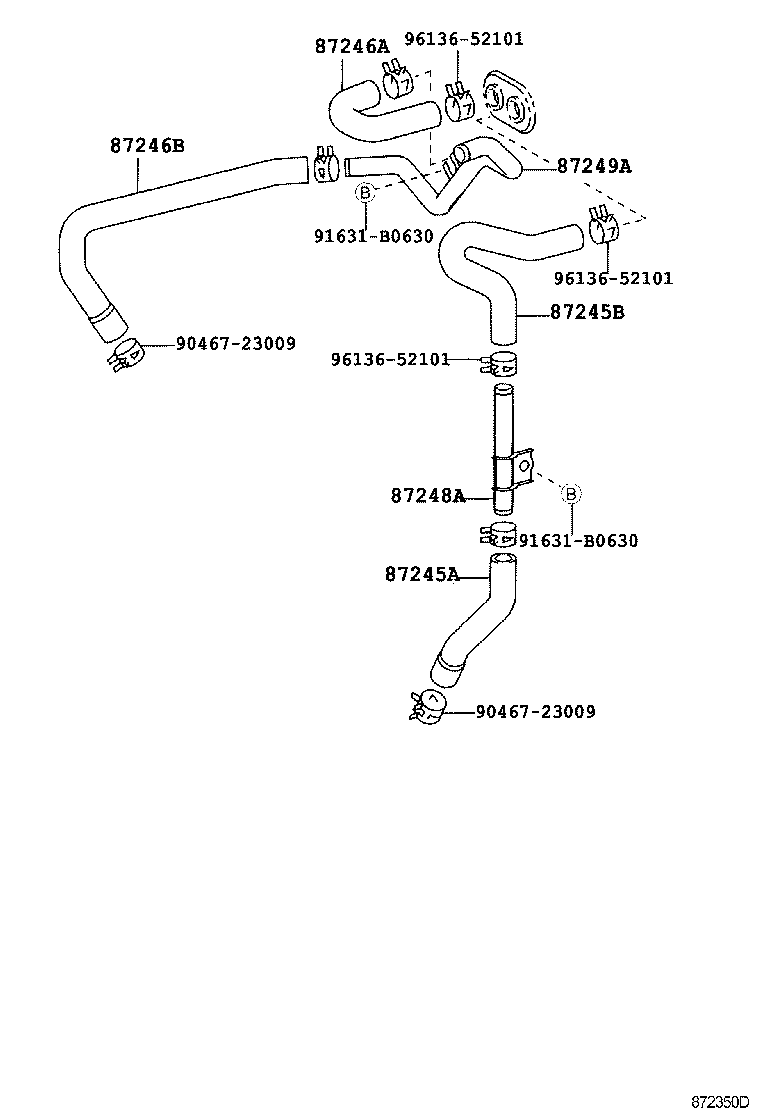 87208-60571 PIPE SUB-ASSY, HEATER WATER, A product image