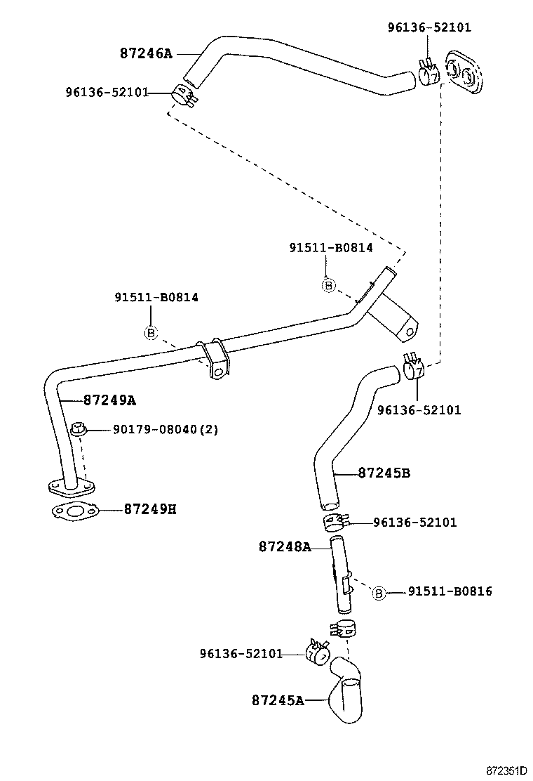 87208-60571 PIPE SUB-ASSY, HEATER WATER, A product image