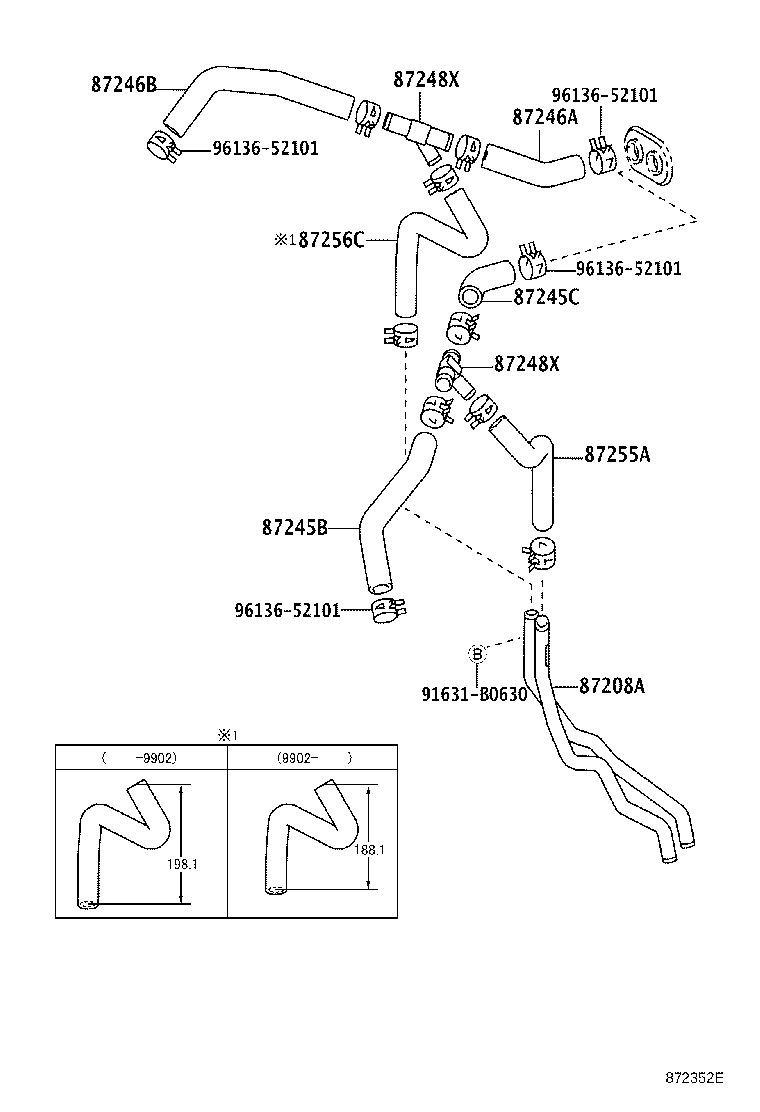 87208-60571 PIPE SUB-ASSY, HEATER WATER, A product image
