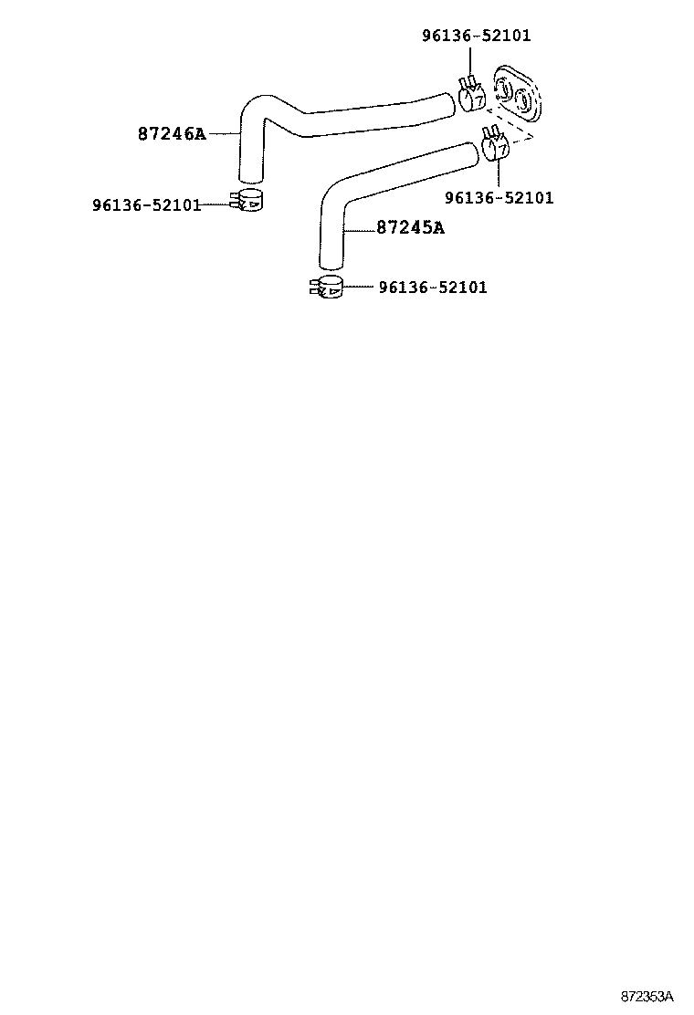 87208-60571 PIPE SUB-ASSY, HEATER WATER, A product image
