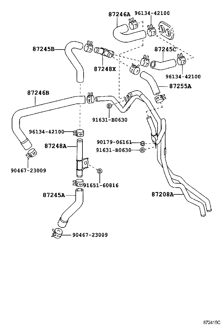 87208-60571 PIPE SUB-ASSY, HEATER WATER, A product image