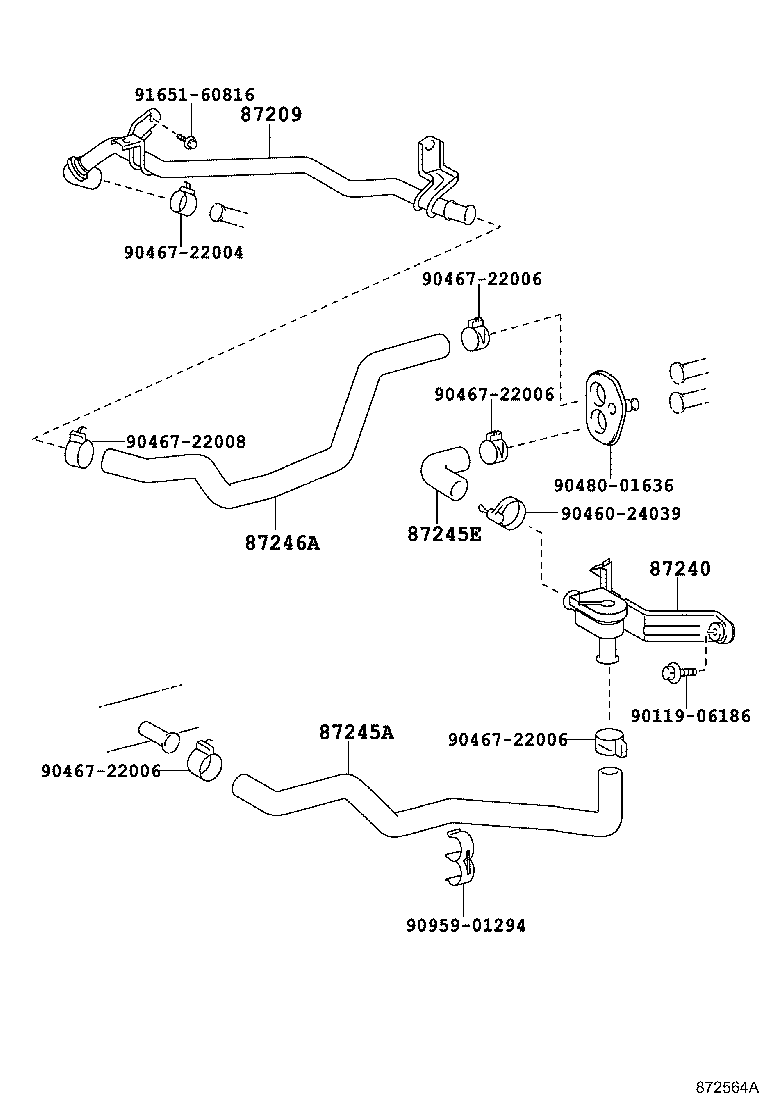 87245-21030 HOSE, HEATER WATER, INLET A product image