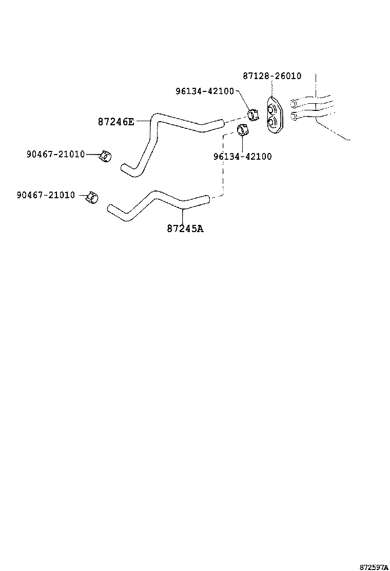 87245-26250 HOSE, REAR HEATER WATER OUTLET, E (TO ENGINE) product image