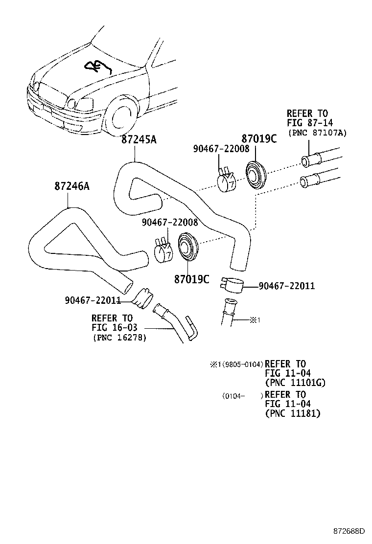 87246-51010 HOSE, HEATER WATER product image