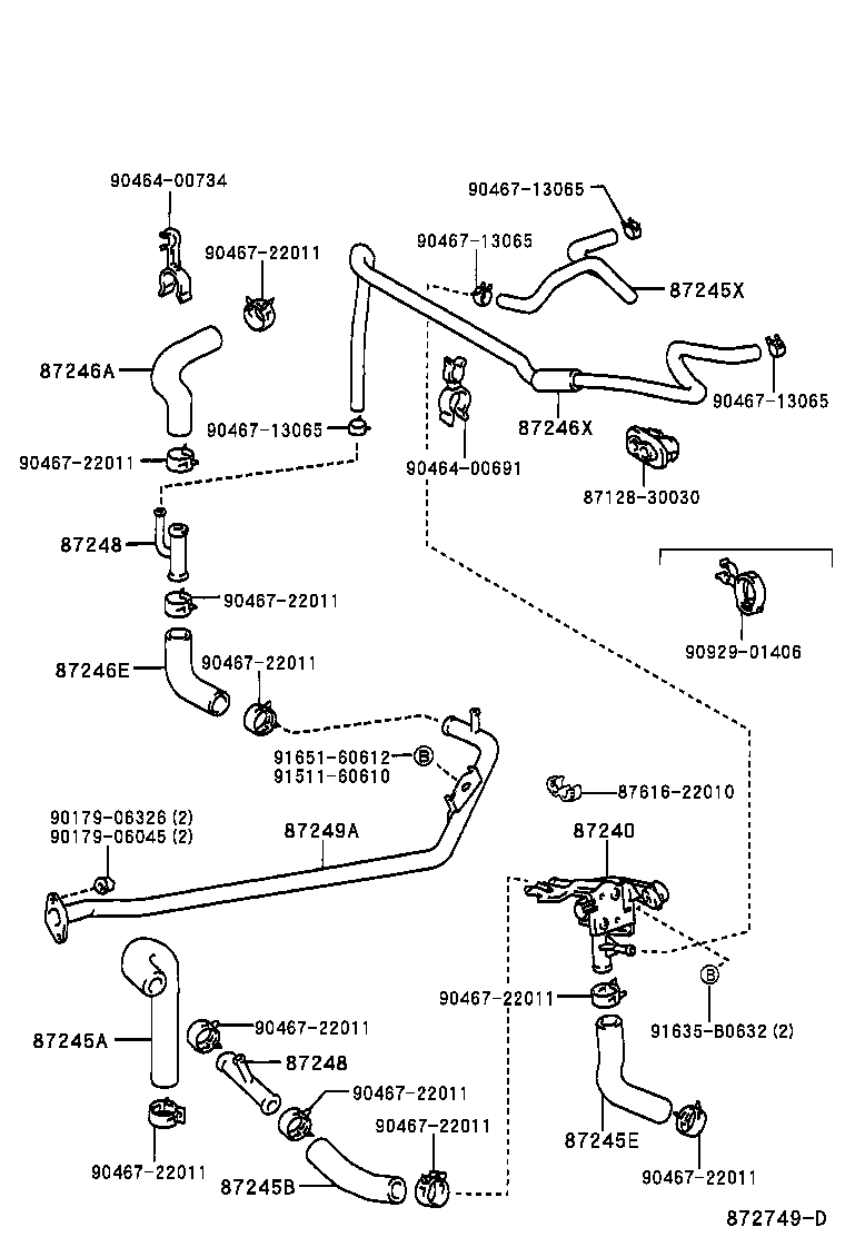 87246-30320 HOSE, HEATER WATER product image