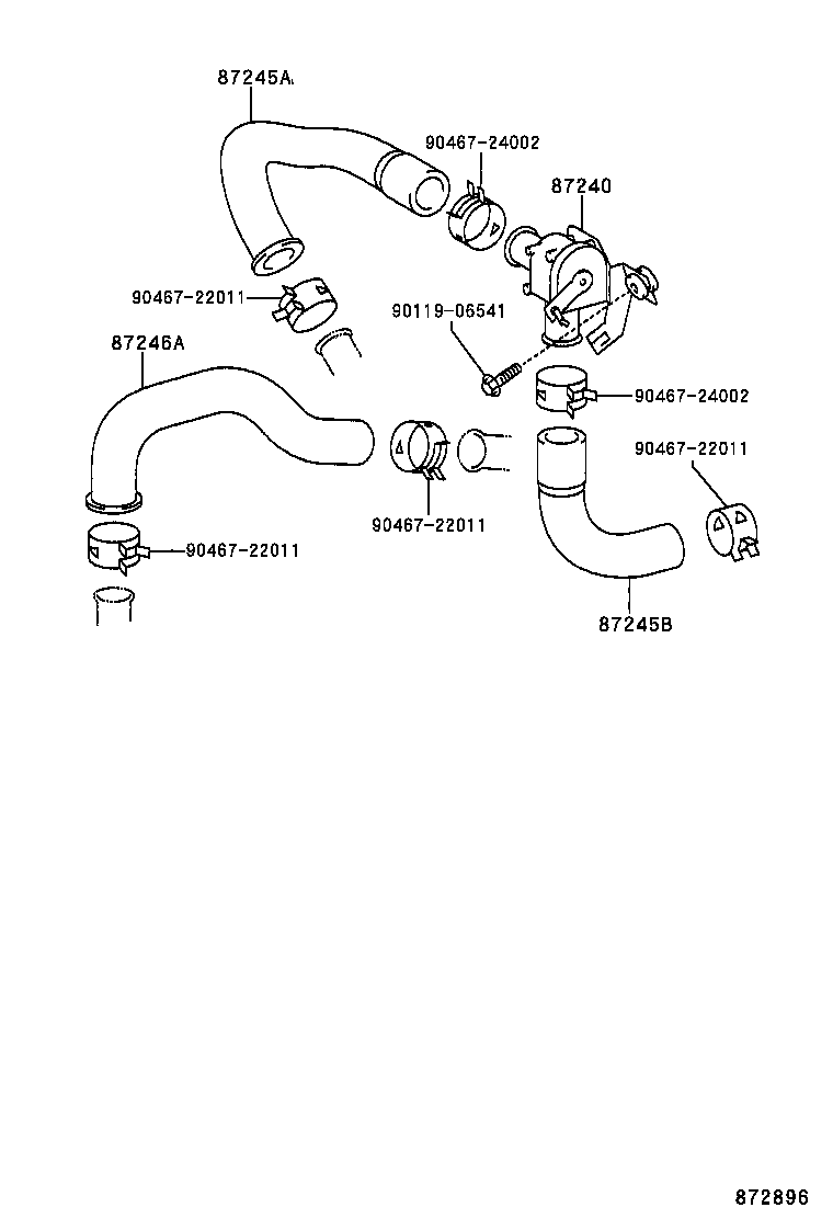 87245-50210 HOSE, HEATER WATER, INLET B product image