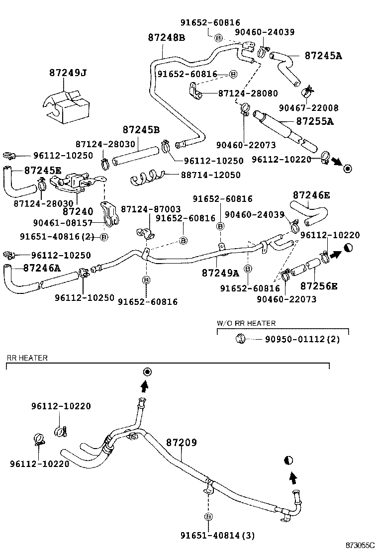 87245-28380 HOSE, REAR HEATER WATER OUTLET, E (TO ENGINE) product image