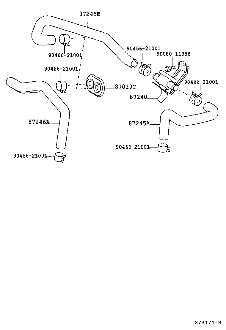 87245-0C040 HOSE, HEATER WATER, INLET A product image