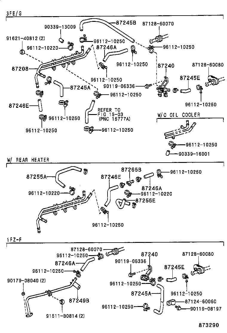 87245-60440 HOSE, REAR HEATER WATER OUTLET, E (TO ENGINE) product image