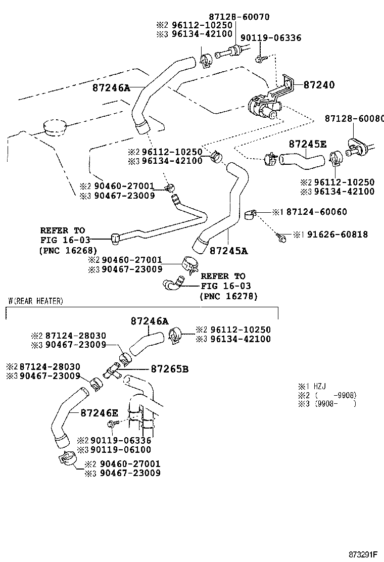 87245-60440 HOSE, REAR HEATER WATER OUTLET, E (TO ENGINE) product image