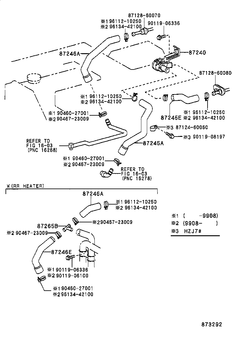 87245-60240 HOSE, REAR HEATER WATER OUTLET, E (TO ENGINE) product image
