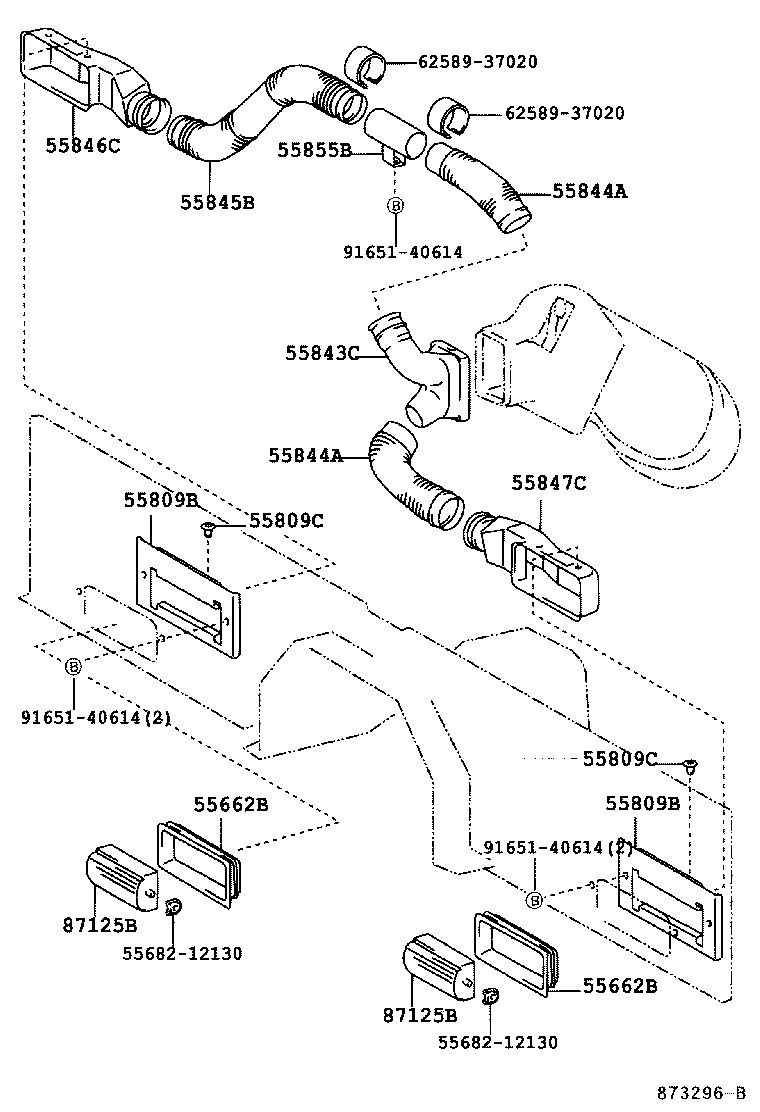 55843-37080 DUCT, HEATER TO REGISTER, NO.1 product image