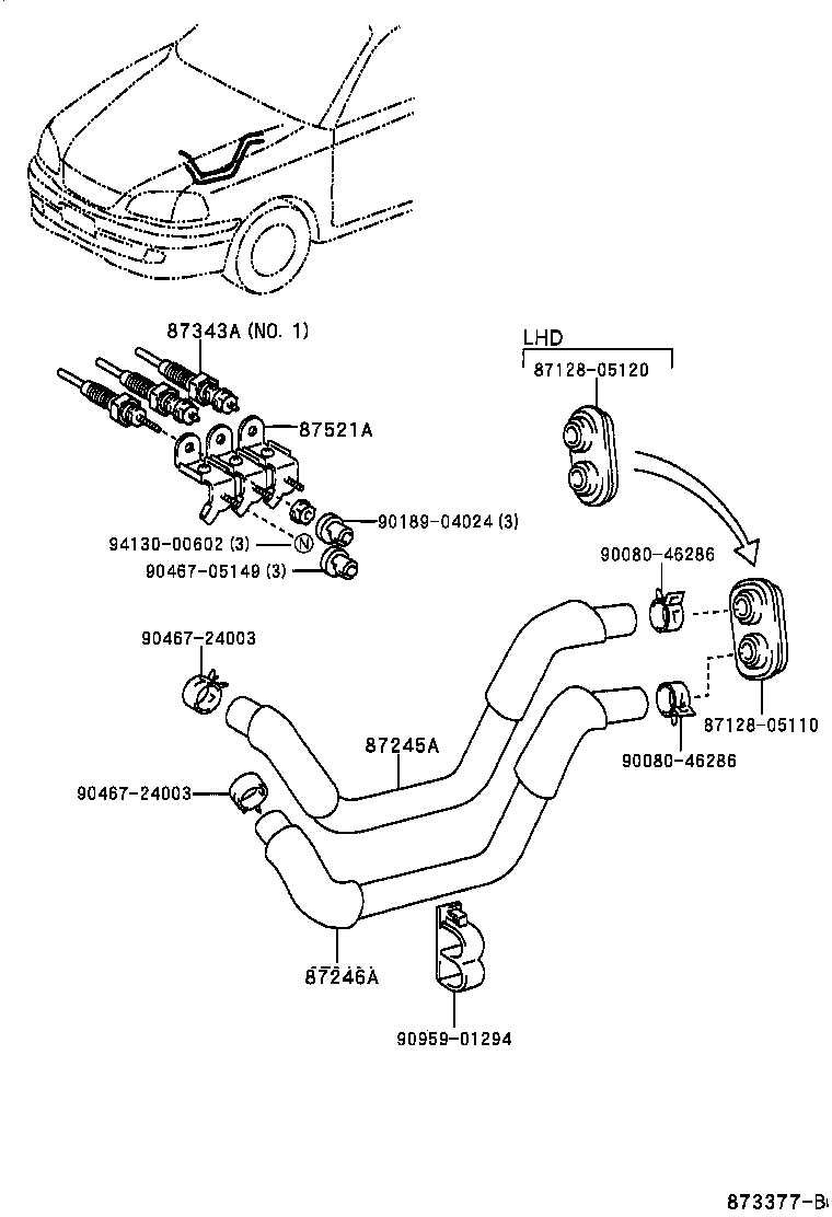 87245-05110 HOSE, HEATER WATER, INLET A product image