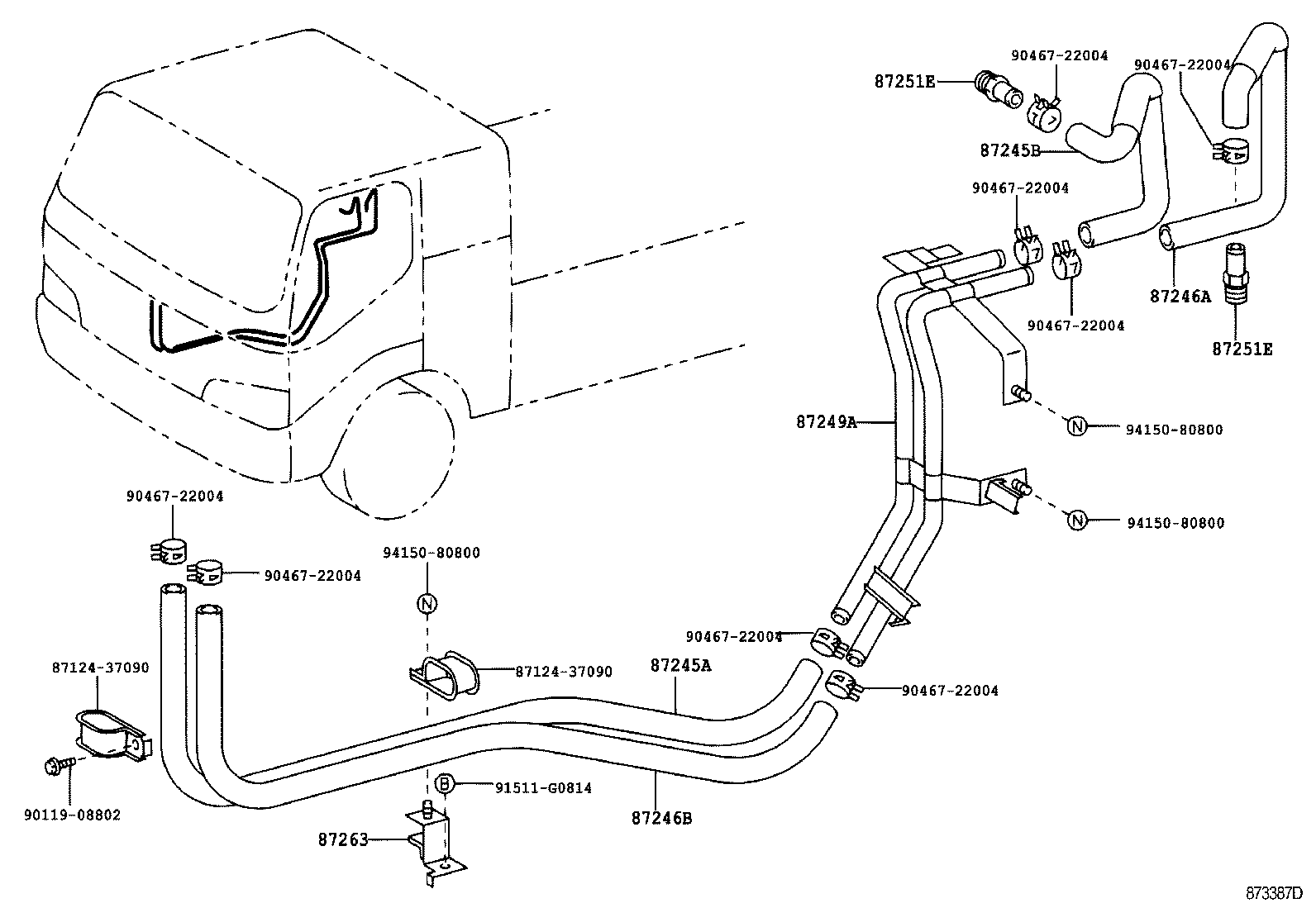 87246-37510 HOSE, HEATER WATER, OUTLET A product image