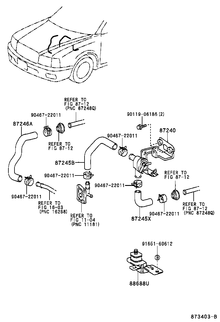 87245-43070 HOSE, HEATER WATER product image
