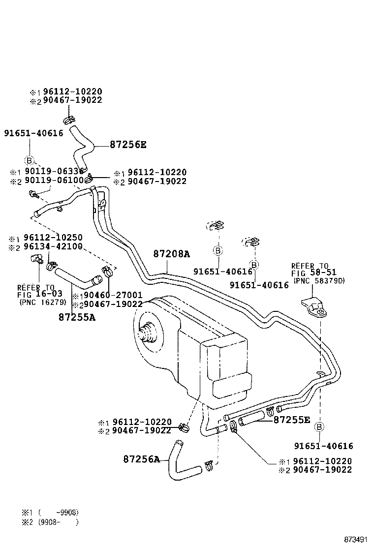 87245-60440 HOSE, REAR HEATER WATER OUTLET, E (TO ENGINE) product image