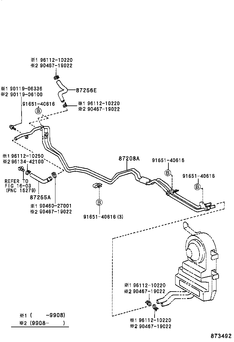 87245-60240 HOSE, REAR HEATER WATER OUTLET, E (TO ENGINE) product image