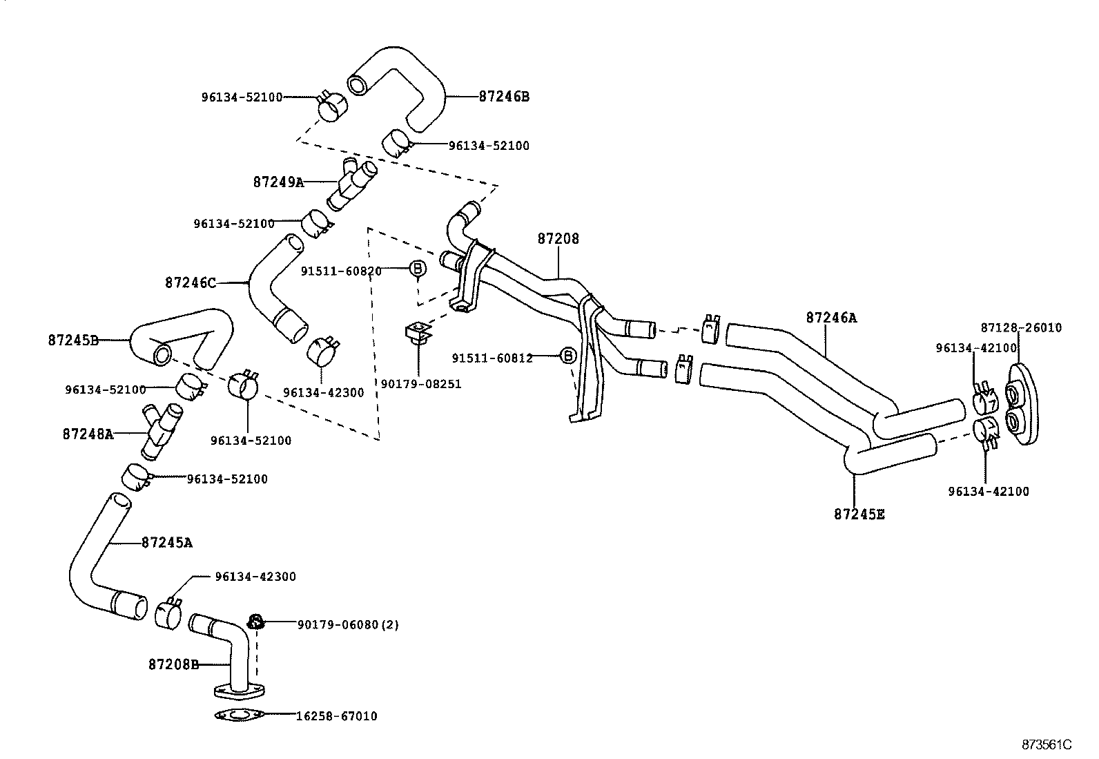 87208-26480 PIPE SUB-ASSY, HEATER WATER, A product image