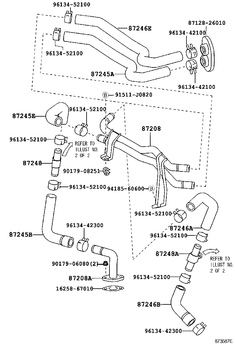 87245-2F610 HOSE, REAR HEATER WATER OUTLET, E (TO ENGINE) product image
