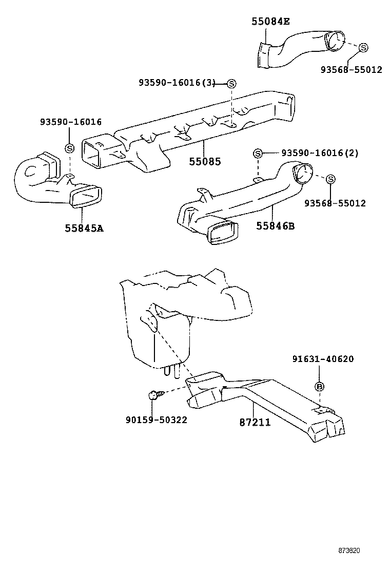 55846-37100 DUCT, HEATER TO REGISTER, NO.4 product image
