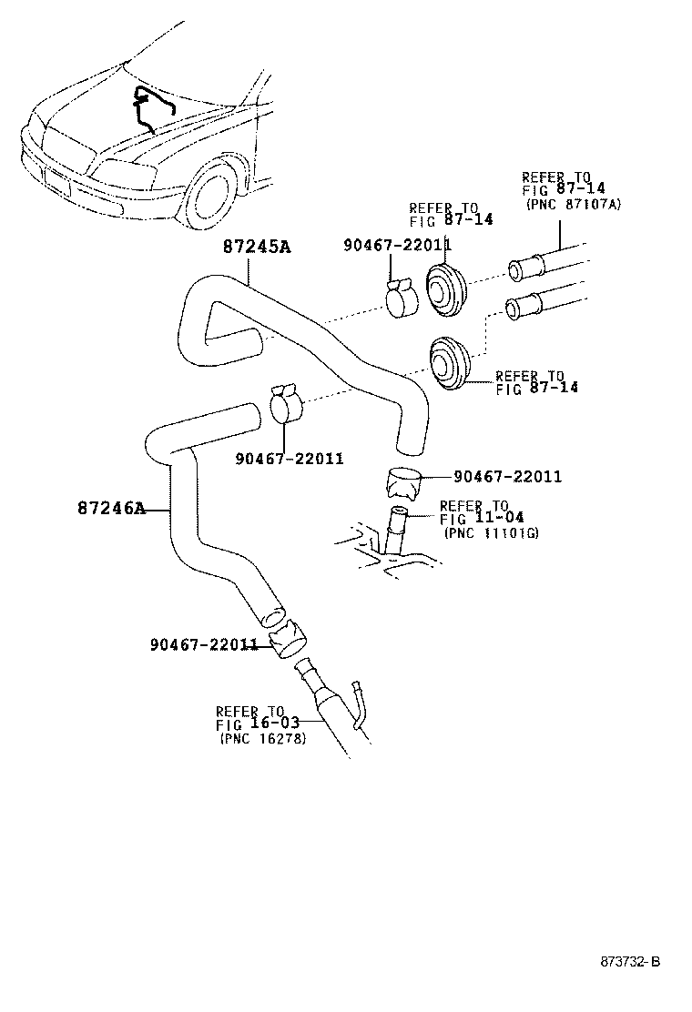 87246-30340 HOSE, HEATER WATER product image