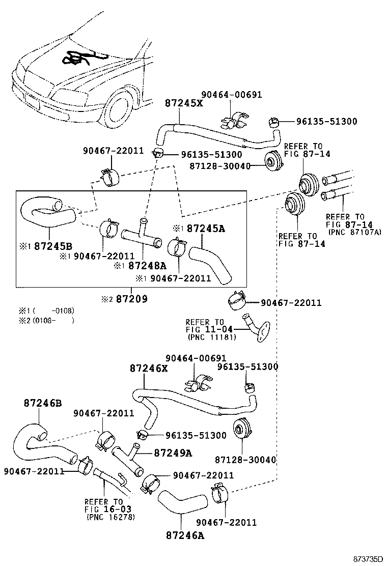 87246-30340 HOSE, HEATER WATER product image