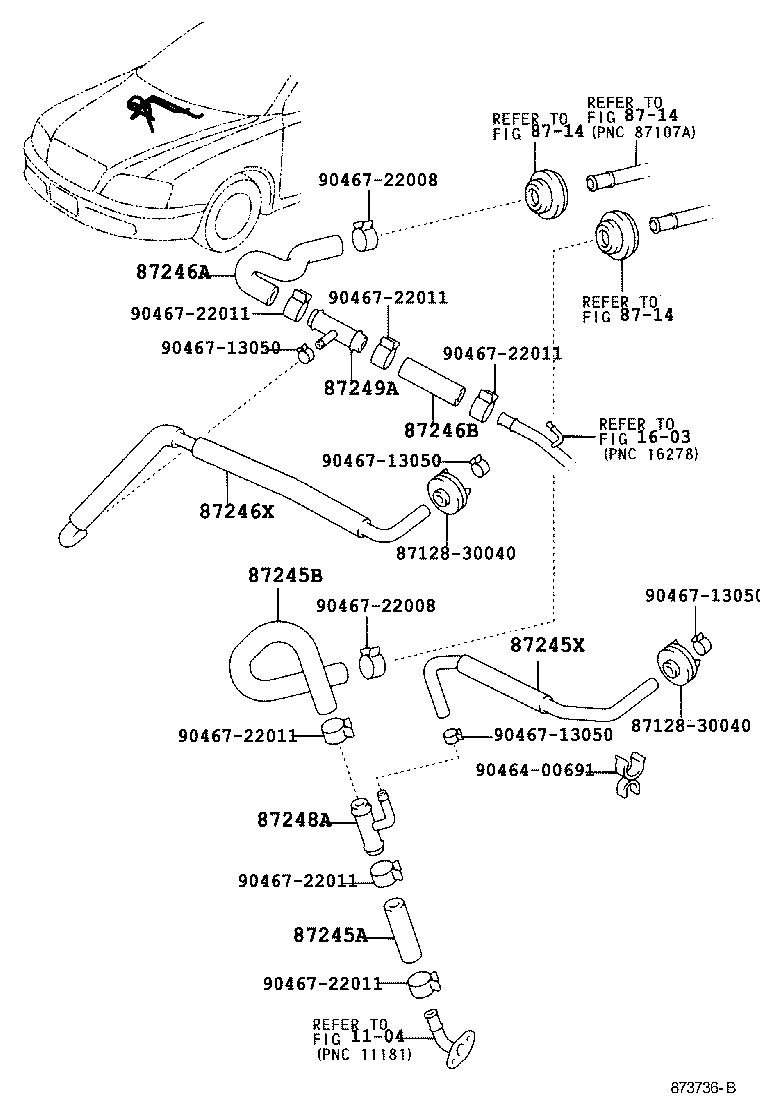 87246-30340 HOSE, HEATER WATER product image
