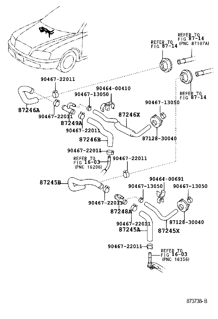 87246-30340 HOSE, HEATER WATER product image