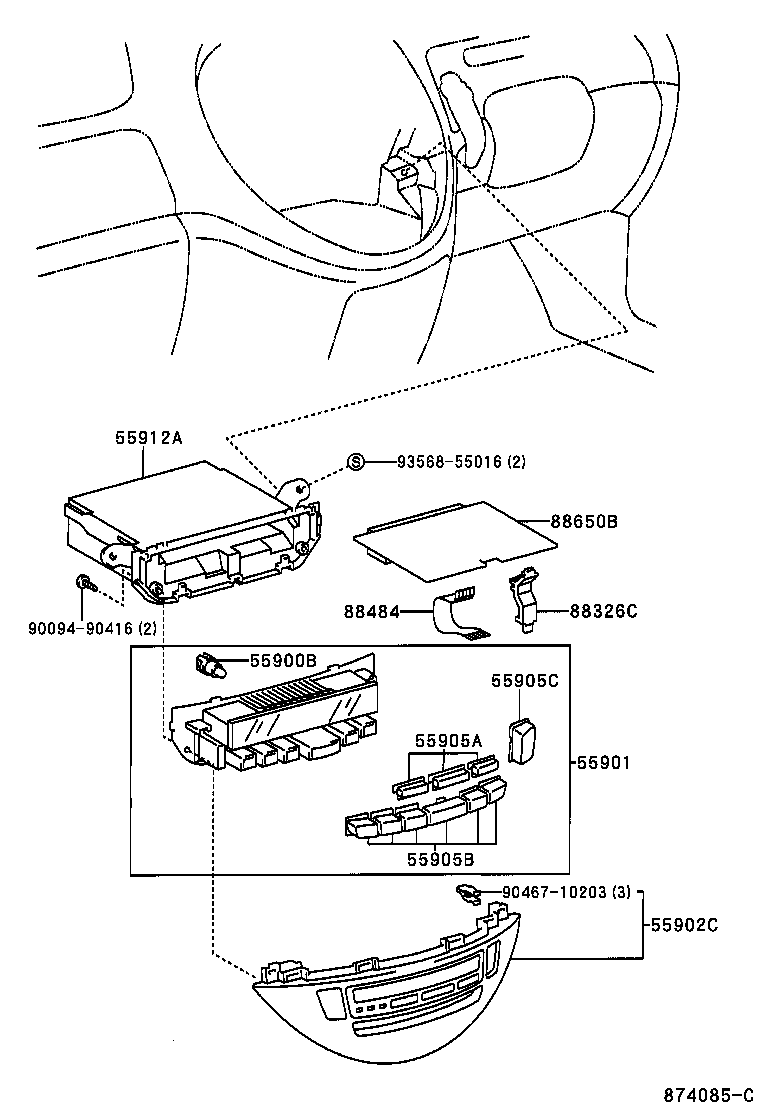 55911-28010 BASE, HEATER CONTROL product image