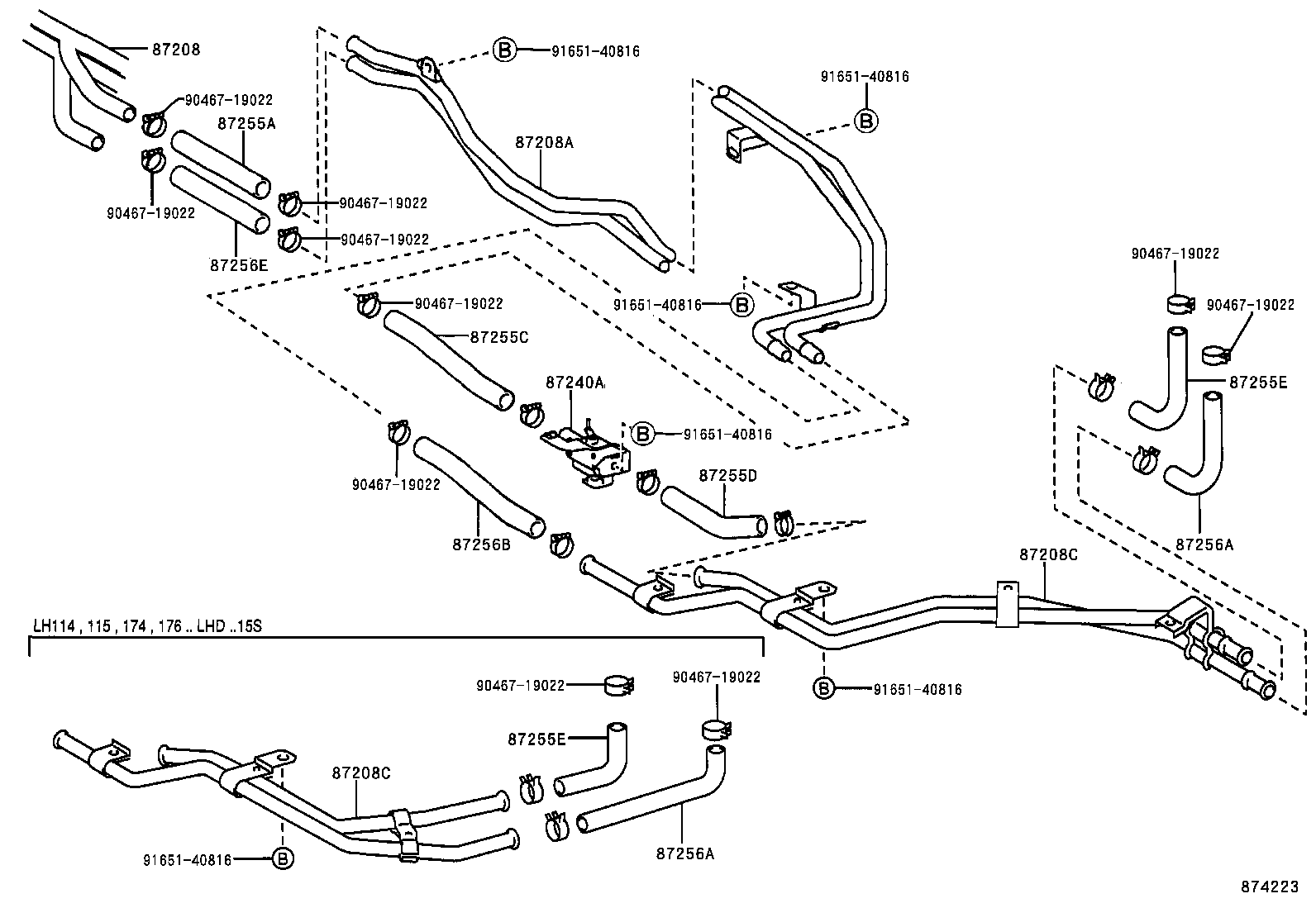 99556-20170 HOSE, REAR HEATER WATER OUTLET, D product image