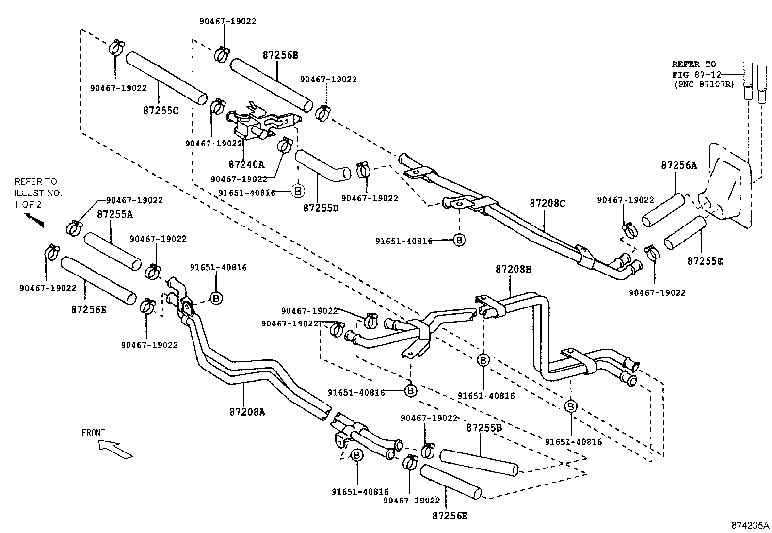 87245-2F830 HOSE, REAR HEATER WATER INLET, E(TO HEATER UNIT) product image
