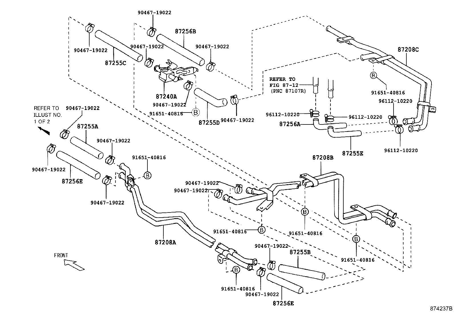87245-2F830 HOSE, REAR HEATER WATER INLET, E(TO HEATER UNIT) product image