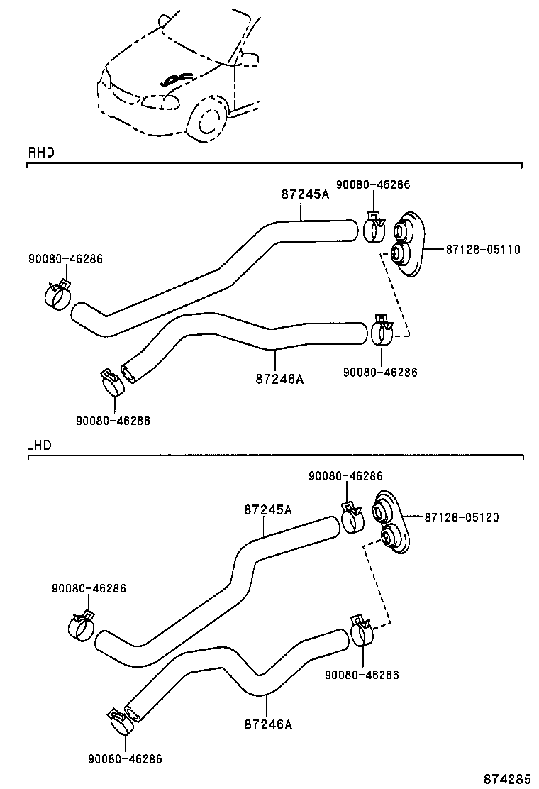 87245-05110 HOSE, HEATER WATER, INLET A product image