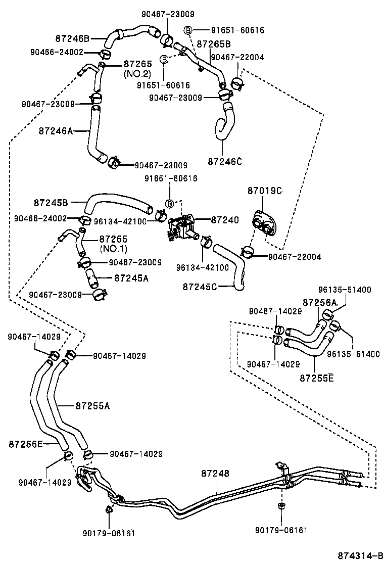 87245-35810 HOSE, REAR HEATER WATER OUTLET, E (TO ENGINE) product image