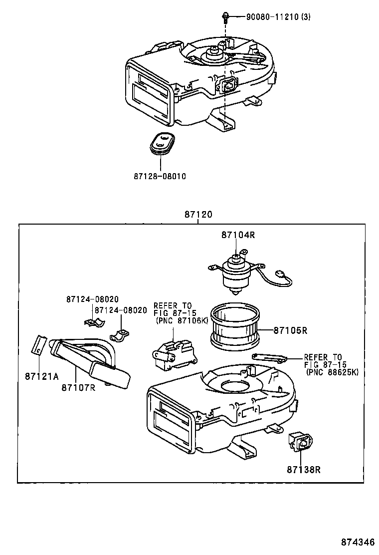 87107-08020 UNIT SUB-ASSY, REAR HEATER product image