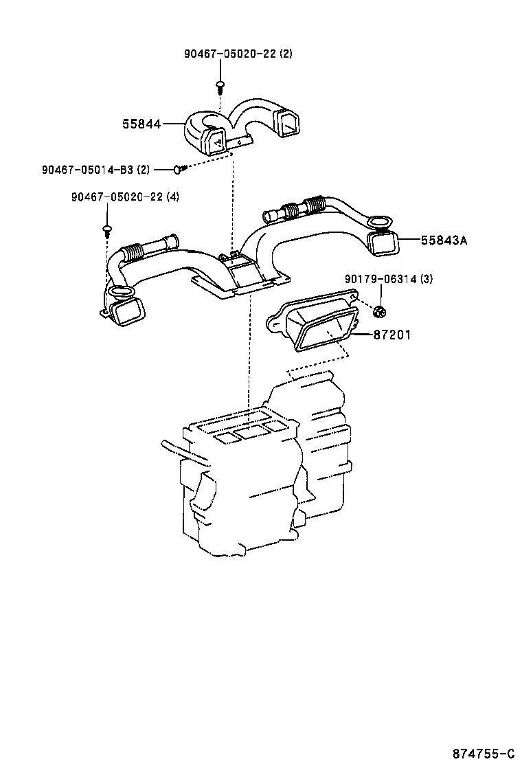 55843-02150 DUCT, HEATER TO REGISTER, NO.1 product image