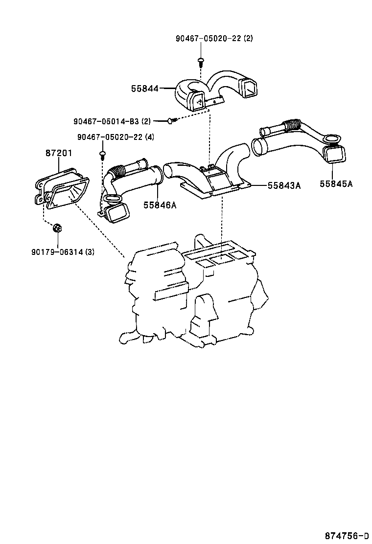 55843-02150 DUCT, HEATER TO REGISTER, NO.1 product image