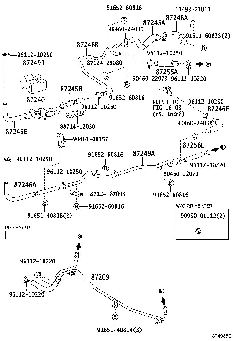 87245-28380 HOSE, REAR HEATER WATER OUTLET, E (TO ENGINE) product image