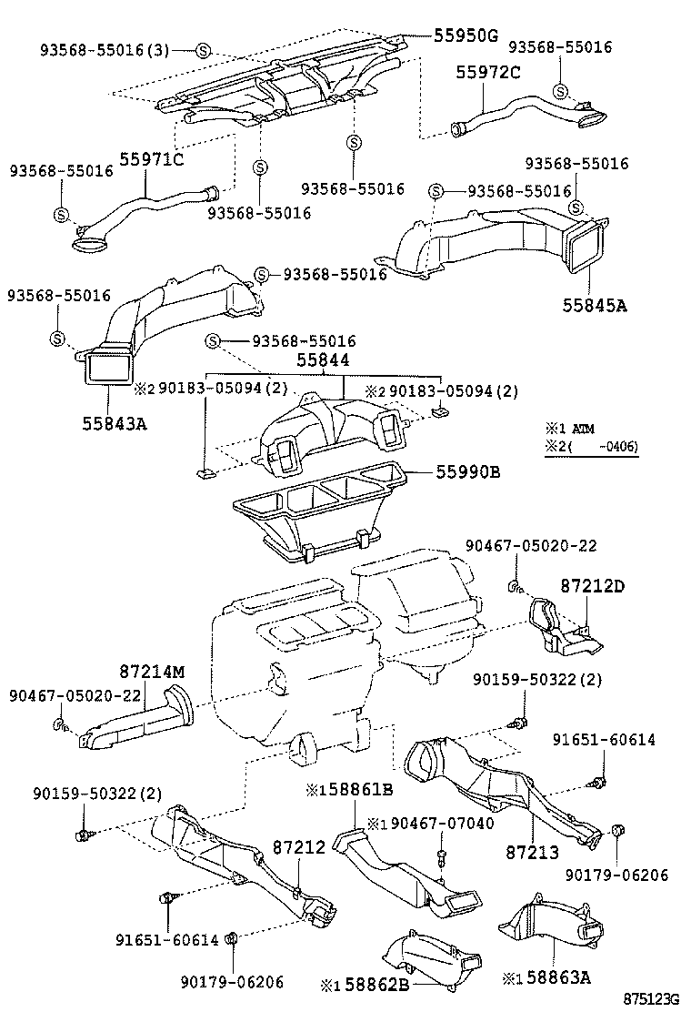 55823-33010 DUCT, HEATER TO FOOT, NO.1 product image