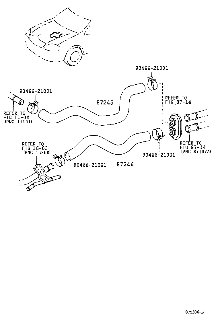 87245-01130 HOSE, HEATER WATER, INLET product image