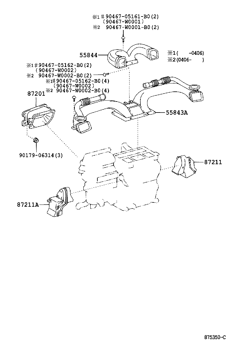 55843-02120 DUCT, HEATER TO REGISTER, NO.1 product image