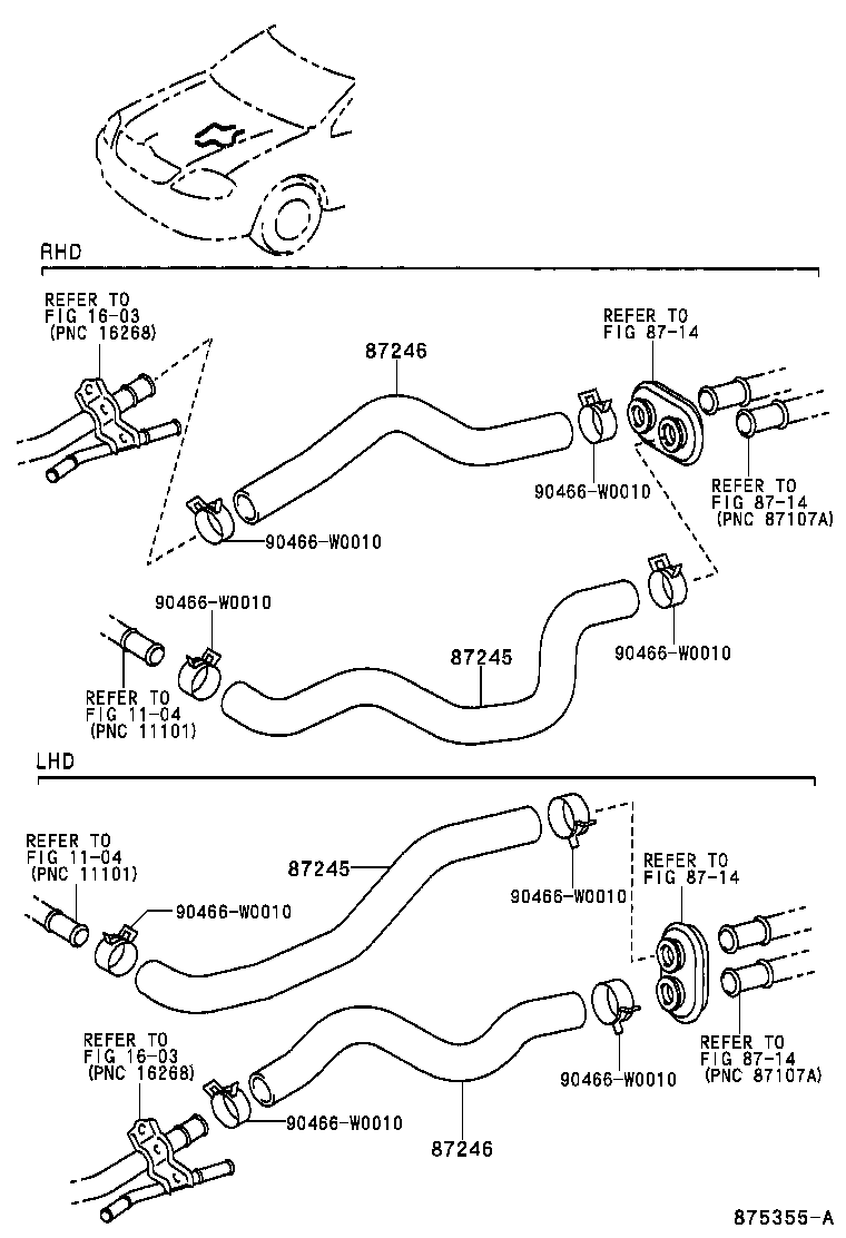 87245-0F050 HOSE, HEATER WATER, OUTLET product image